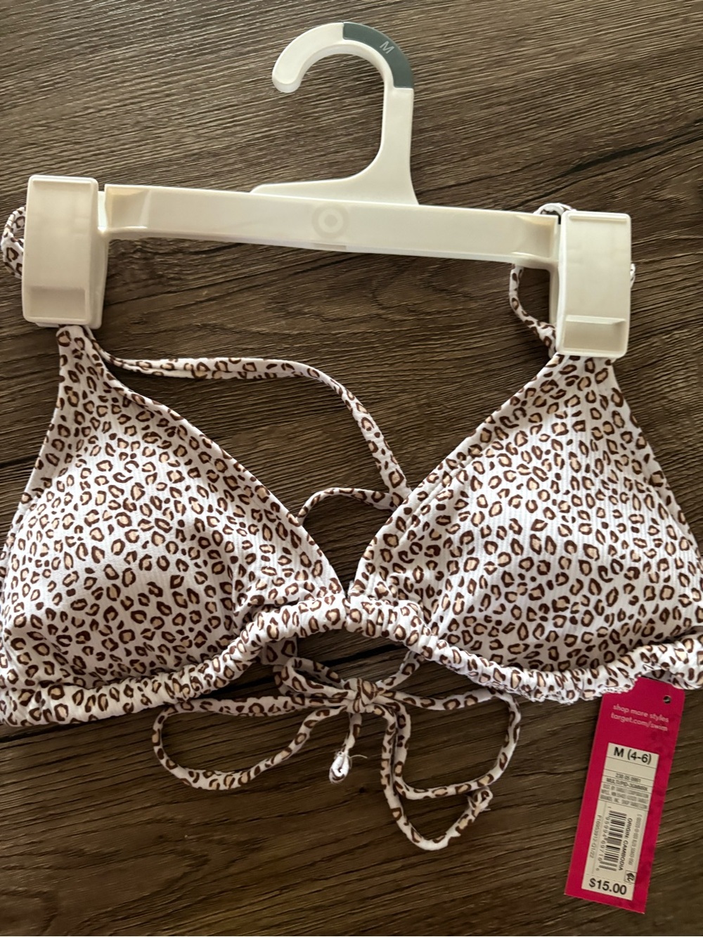 Target Women’s Leopard Triangle Bikini Top — White and Brown